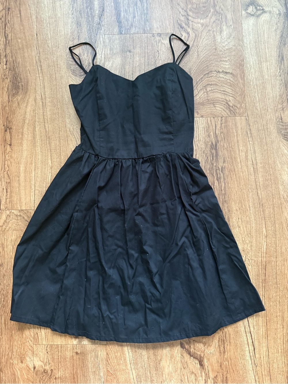 H&M Black Spaghetti-Strap Fit-and-Flare Dress